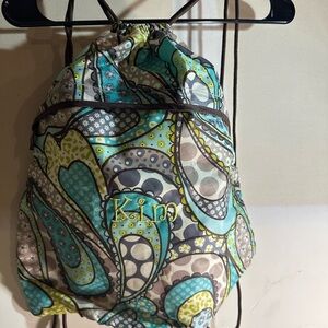 Thirty-One Teal and Gray Paisley Backpack